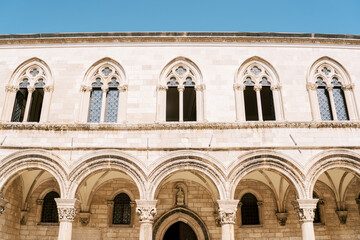 Fototapeta na wymiar Ancient princely palace with an arcade. Dubrovnik, Croatia