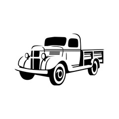 vector old truck on white background. use for logo or illustration