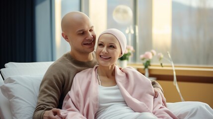 Couple motivation to cancer patients at hospital