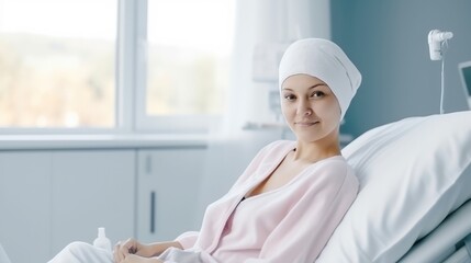 Female cancer patients on bed at hospital