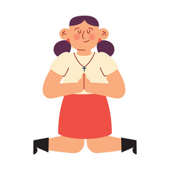 catholic woman praying illustration