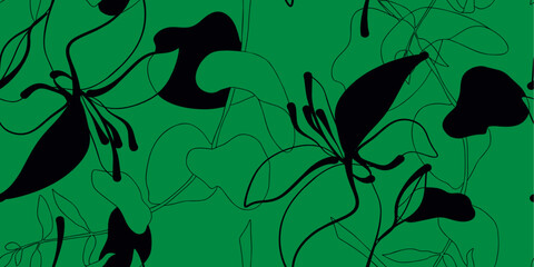 Hand drawn simple abstract flowers print. Trendy collage pattern. Fashionable template for design.
