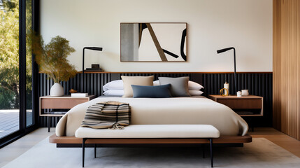 Minimalist white and wood interior design photography | Bedroom | Frame Mockup | 