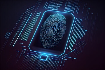 Fingerprint scanning. Identification of biometric data for the security of access to Internet data.