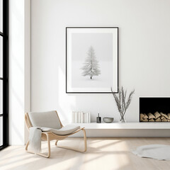Minimalist contemporary Scandinavian white interior design photography | Livingroom | Frame Mockup | 