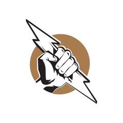 fight logo illustration power hand mascot vector design