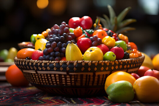 a zoomed-in view of a kwanzaa fruit basket