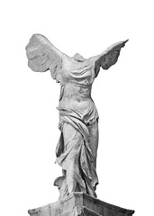 Greek sculpture the Winged Victory of Samothrace isolated - obrazy, fototapety, plakaty