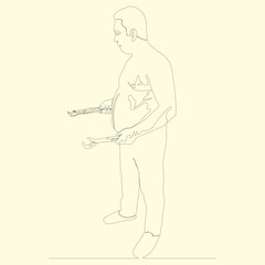 Plumber one line. Vector drawing in continuous line drawing style.
