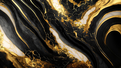 black and gold marble background by Generative AI 