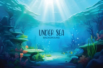 Afwasbaar Fotobehang Koraalgroen painting of underwater world scene with reef