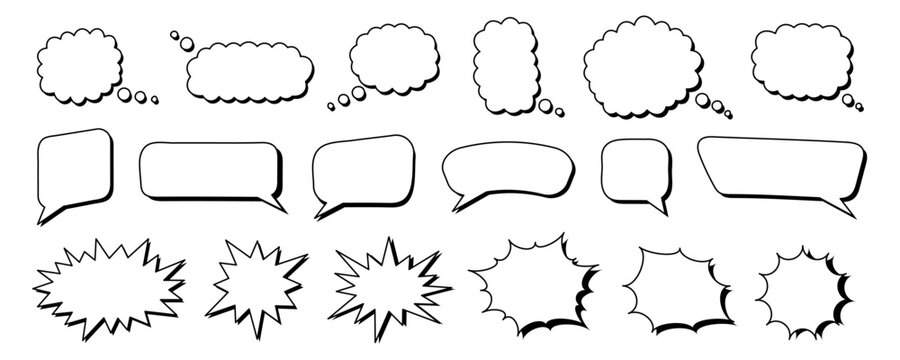Set of chat speech bubble templates. Modern vector flat illustration.