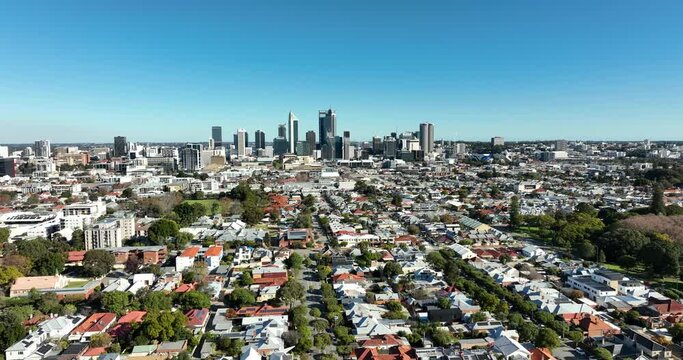 North Perth Northbridge looking towards Perth CBD Skyline Daytime - From the north looking south
