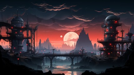 futuristic 2d game platformer landscape screen