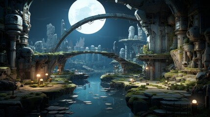 futuristic 2d game platformer landscape screen