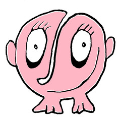 Cute baby monster cartoon drawing