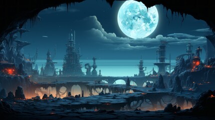 futuristic 2d game platformer background 