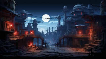 futuristic 2d game platformer background 