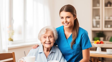 Fototapeta premium Nurse or Physical therapist person visit Elderly patients at home
