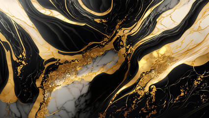 black and gold marble background by Generative AI 