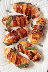 Pigs in blankets, sausages wrapped in bacon