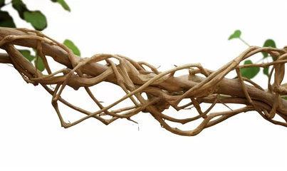 Foto op Canvas Twisted jungle vines, tropical rainforest liana plant , messy dried vines of cowslip creeper (Telosma cordata) medicinal plant, Generative AI © Dream Canvas