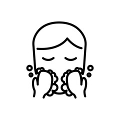 face washing vector icon in line style