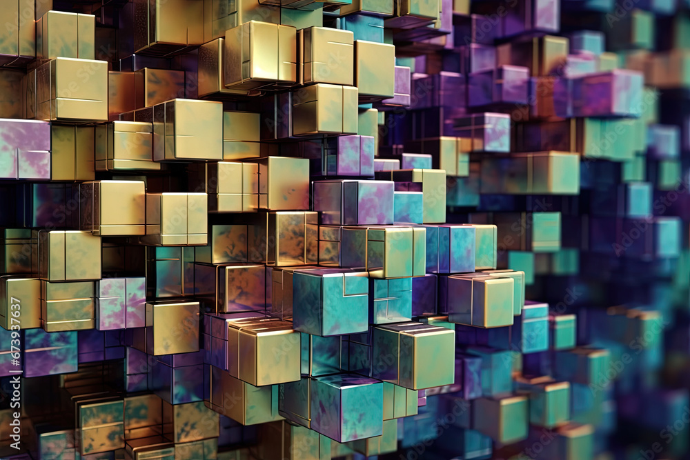 Aufkleber Abstract background with structure of cubes. Colorful cubes texture for technology backdrop.