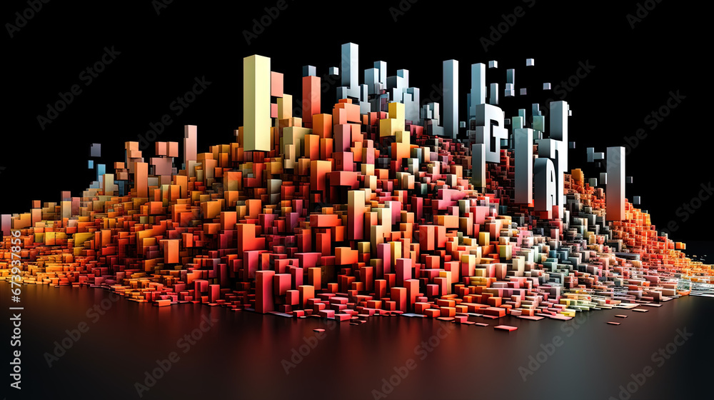 Poster Business data graph concept with market data clusters and particles. Digital sorting and management concept for business and finance.