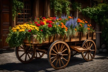 Fototapeta na wymiar cart of flowers
