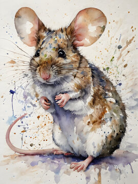 A watercolor painting of a mouse created by AI.
