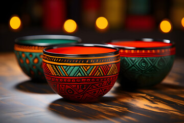 colorful kwanzaa decorations on ceramic earthenware