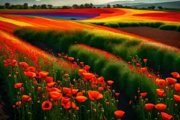 Gardinen field of red poppies © Dilawer