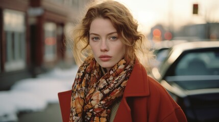 fashion magazine cover of a woman in very stylish clothes