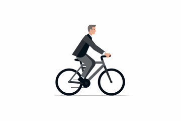 Obraz premium Vector of a man riding a bicycle on a white background