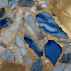blue stone background  A mosaic of blue and gold. The mosaic is made of small pieces of agate and granite,  