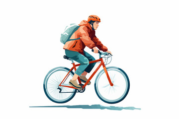 Obraz premium Vector of a man riding a bicycle on a white background