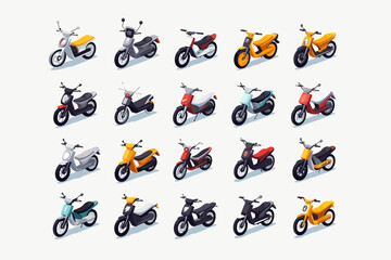 Vector of a row of motorbikes
