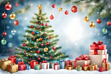 christmas tree and gifts