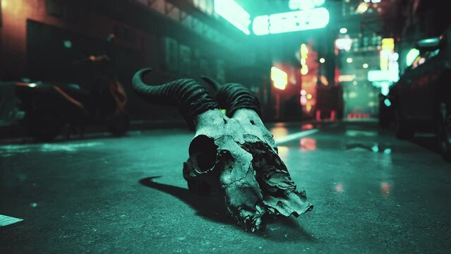 An animal skull lying on the ground, capturing the beauty of decay and nature's cycle of life