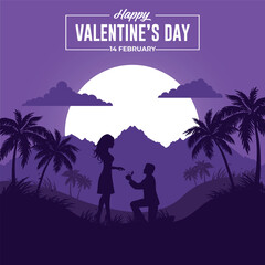 silhouette valentines day celebration social media post template
