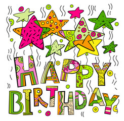 Vintage decorative postcard in iconic hand drawn pop art style