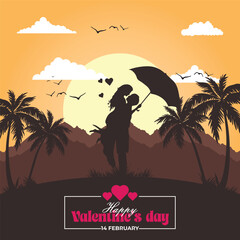 silhouette valentines day celebration social media post template
