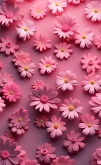 Beautiful Pink flowers wallpaper. Modern ideas in the design, 3d illustration, Generative AI