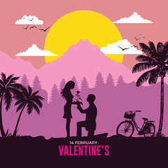 silhouette valentines day celebration social media post template
