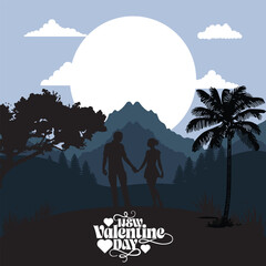 silhouette valentines day celebration social media post template
