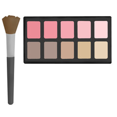 Colorful Pink Tone Eyeshadow Palette Cosmetic Make-up with Brush Icon Graphic Clipart Cartoon