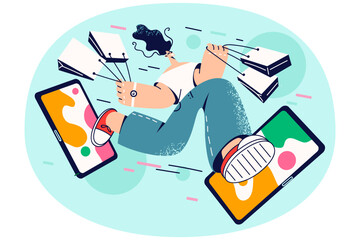 Smiling girl buying on sale online