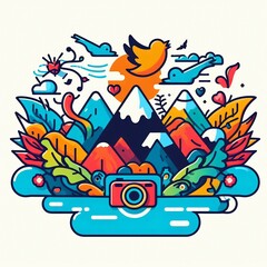 Fototapeta premium Photo of a bird over the mountains for design