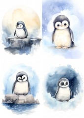 penguins and snow